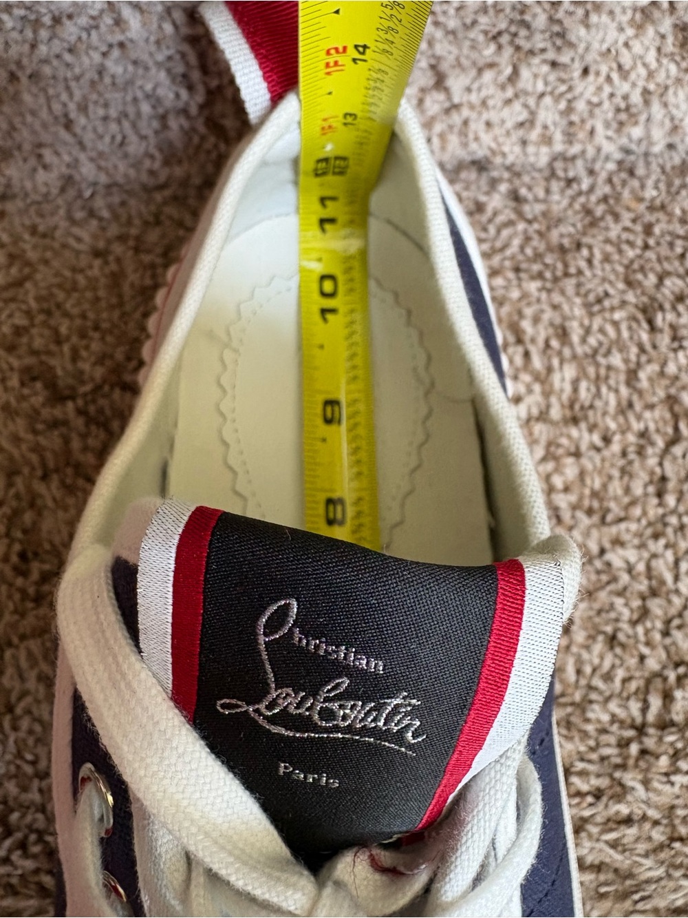 Christian Louboutin Gaby Men’s Navy and Red Canvas Lace up Sneakers - Picture 12 of 14